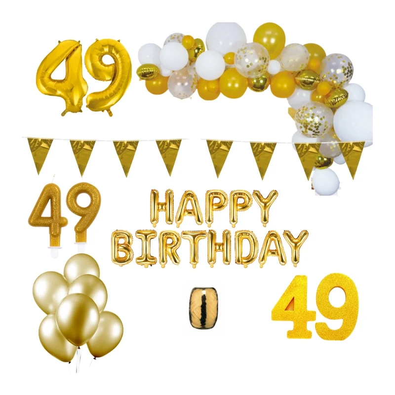49 jaar Verjaardag Versiering Pakket Goud XL