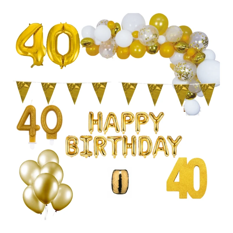 40 jaar Verjaardag Versiering Pakket Goud XL