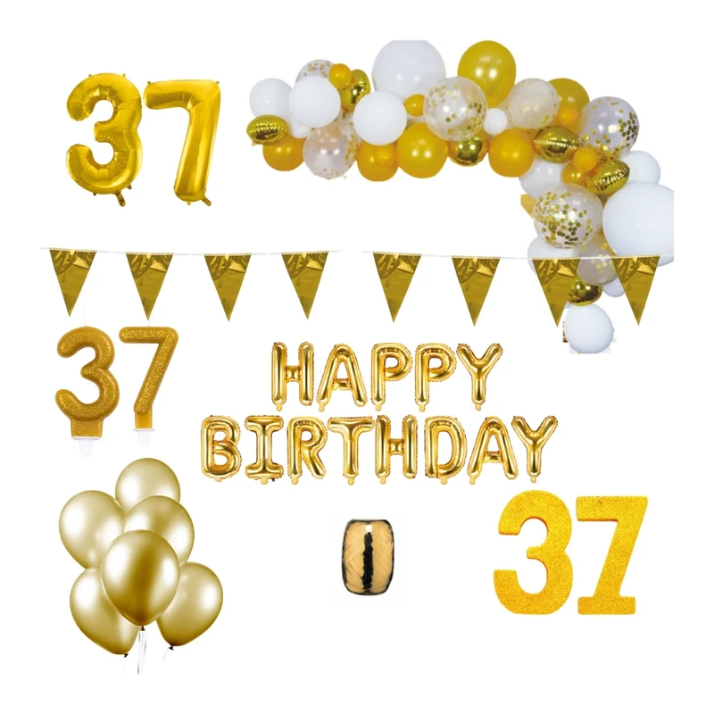 37 jaar Verjaardag Versiering Pakket Goud XL