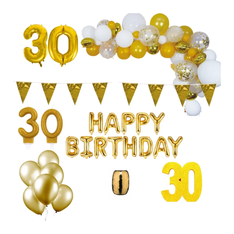 30 jaar Verjaardag Versiering Pakket Goud XL