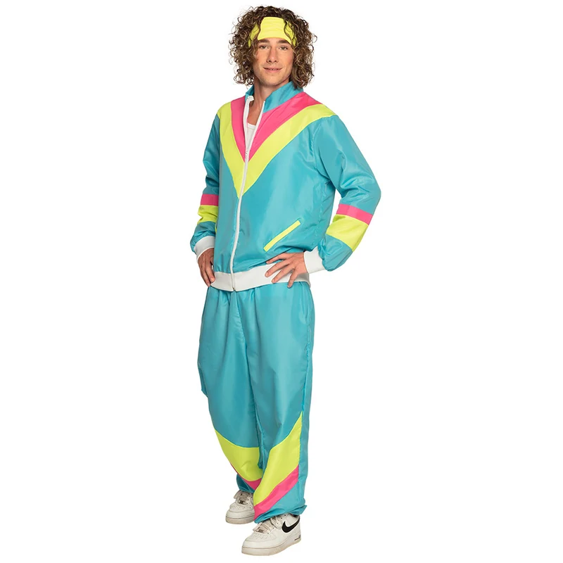 Trainingspak Retro dude neon blauw