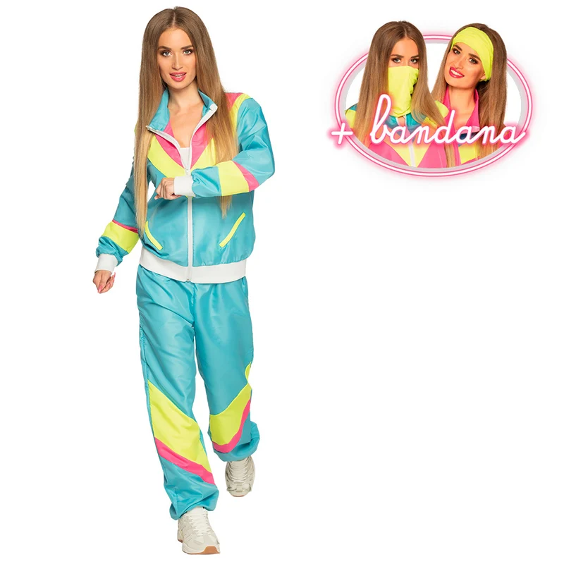 Trainingspak Retro babe neon blauw