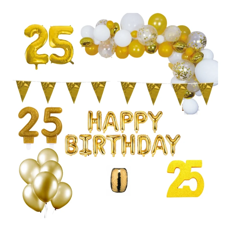 25 jaar Verjaardag Versiering Pakket Goud XL
