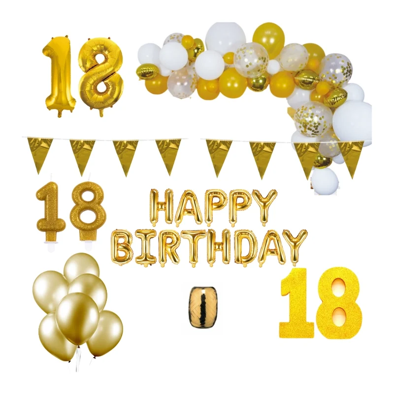 18 jaar Verjaardag Versiering Pakket Goud XL