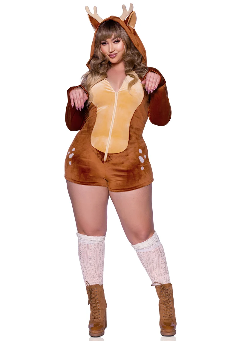 Sexy Velvet Fawn Romper Hinde Plussize