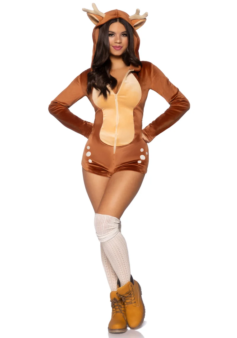 Sexy Velvet Fawn Romper Hinde