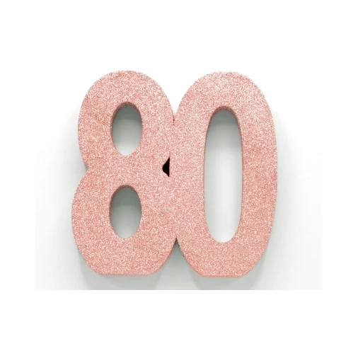 Tafeldecoratie glitter rosé goud cijfer 80
