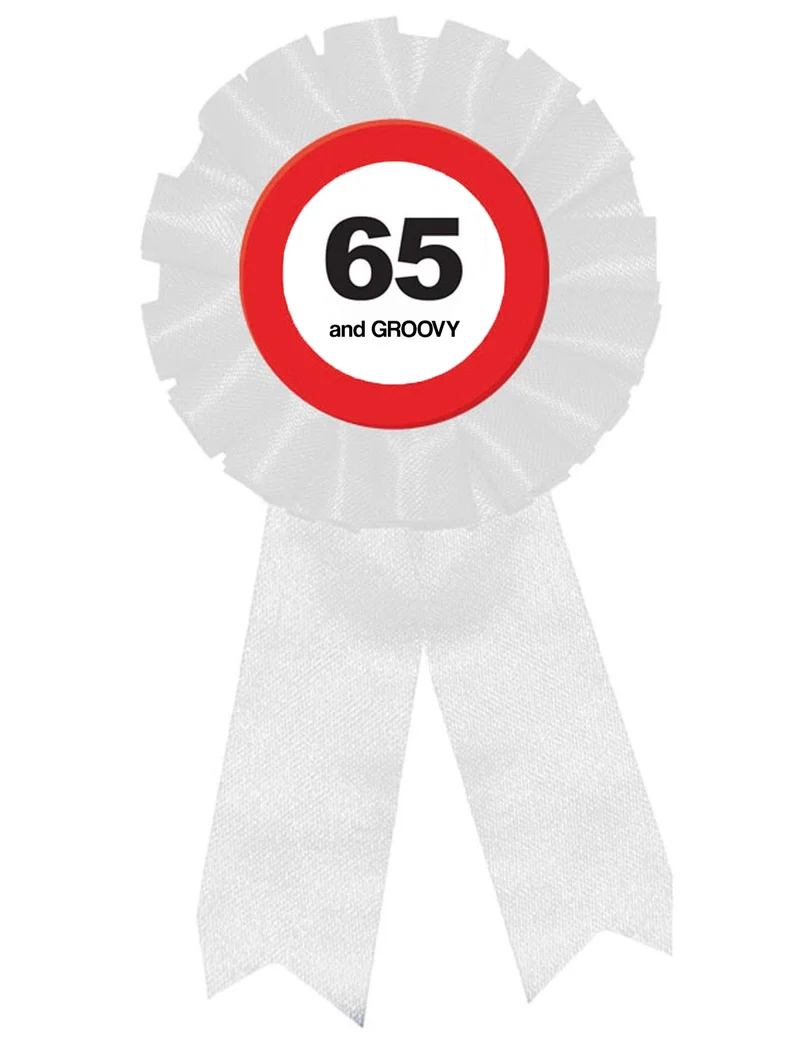 Rozet Verkeersbord 65 Jaar 'and Groovy'
