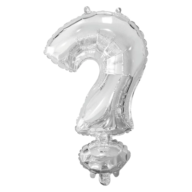 Letterballon vraagteken Zilver XL 86cm