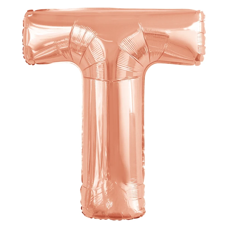 Letterballon T Rose Goud XL 86cm