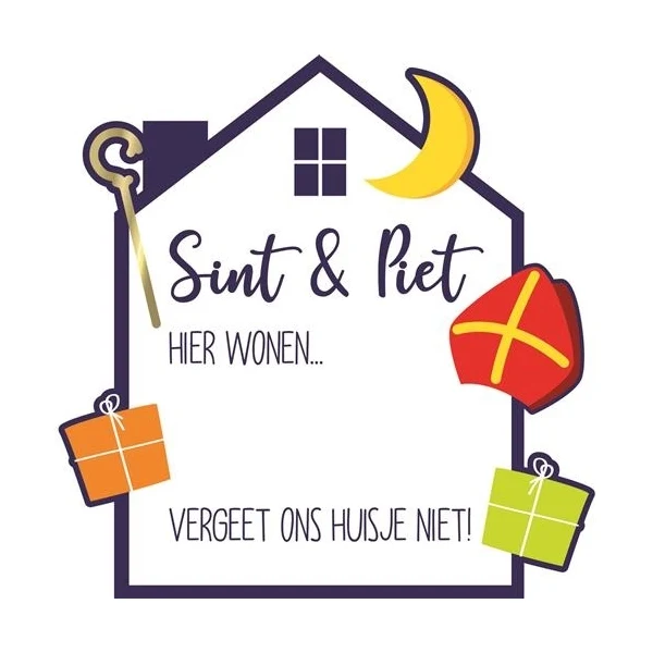 Raambord Sint & Piet, hier wonen... 50cm beschrijfbaar