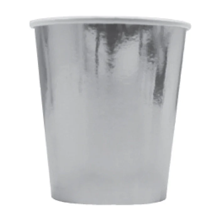 Bekers metallic zilver 250ml 8 stuks