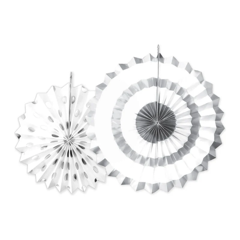 Papieren Decoratie Waaiers Sparkling Silver 2st