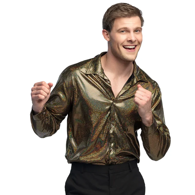 Disco Party Blouse Shiny Goud
