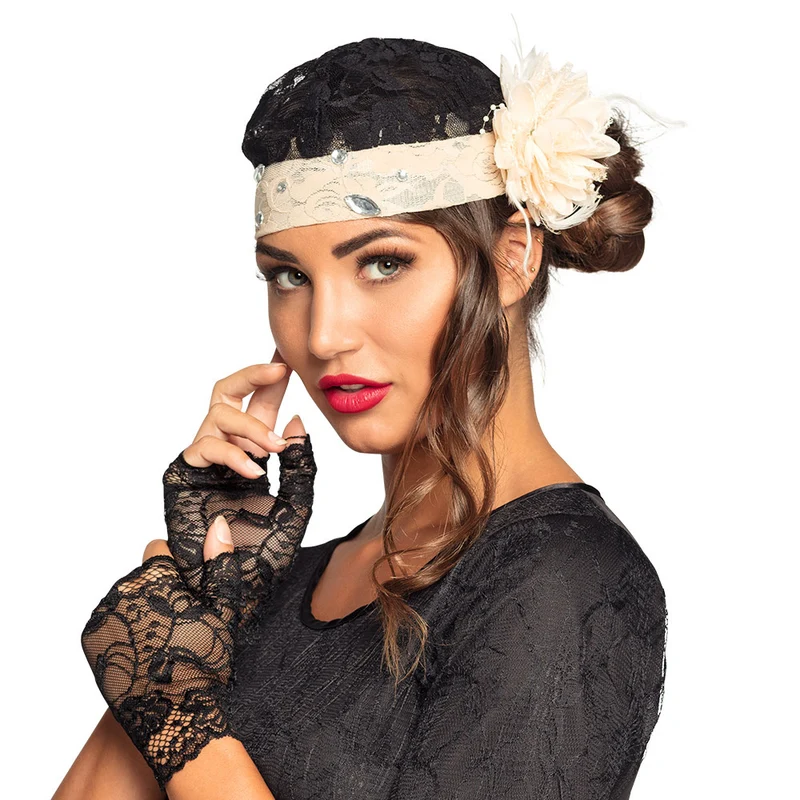 Charleston Gatsby Set Zwart/Beige
