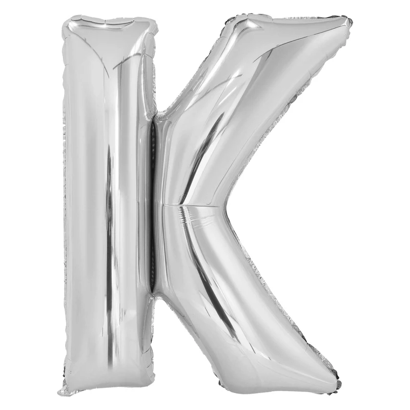 Letterballon K Zilver XL 86cm