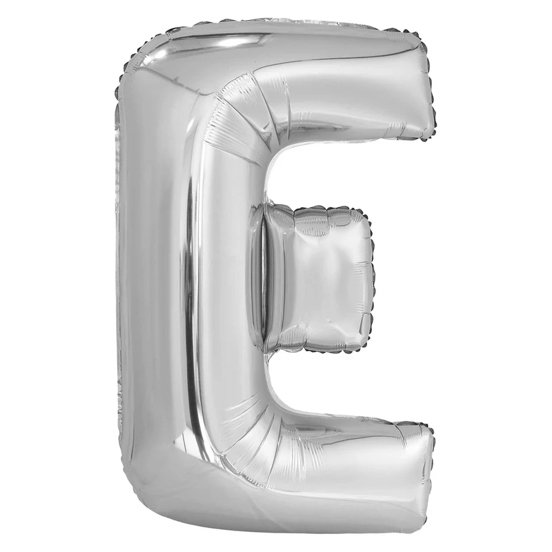Letterballon E Zilver XL 86cm