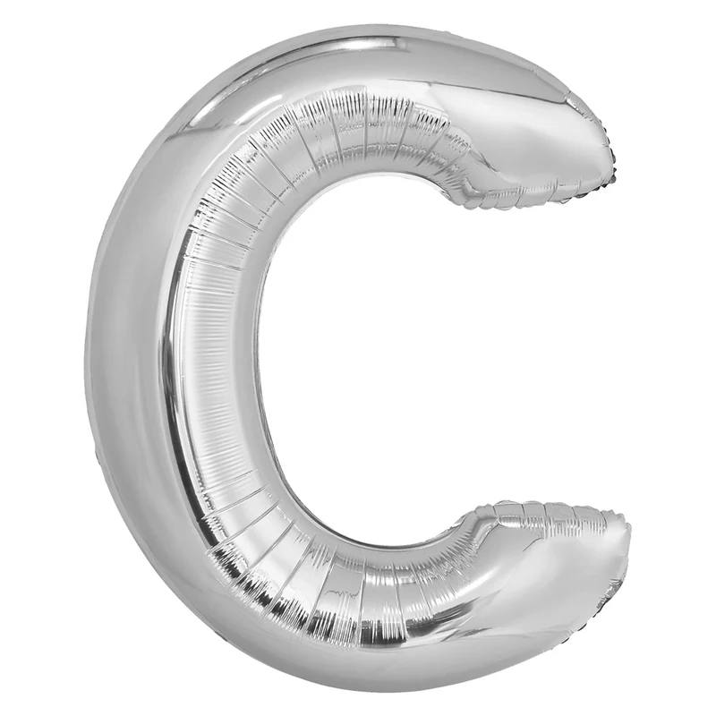 Letterballon C Zilver XL 86cm