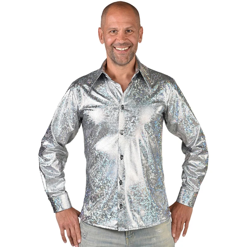 Overhemd holografisch zilver heren