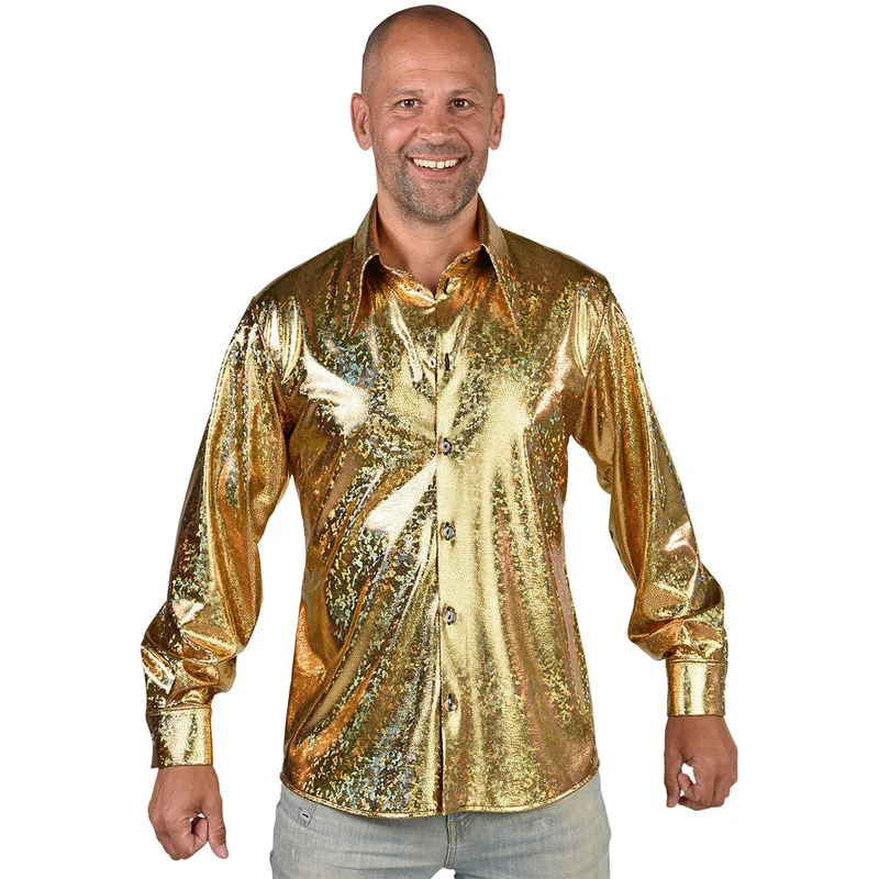 Overhemd holografisch goud heren