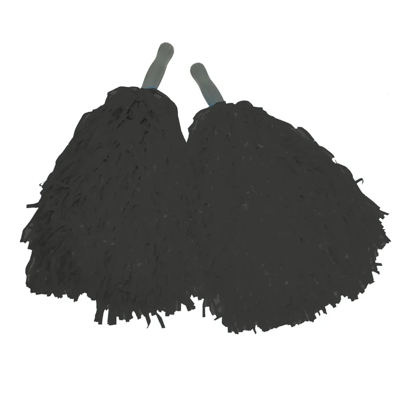 Zwarte pom poms met stokje