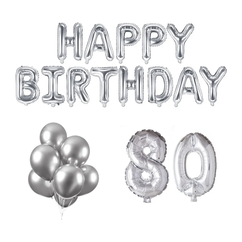 80 jaar Verjaardag Versiering Ballon Pakket zilver