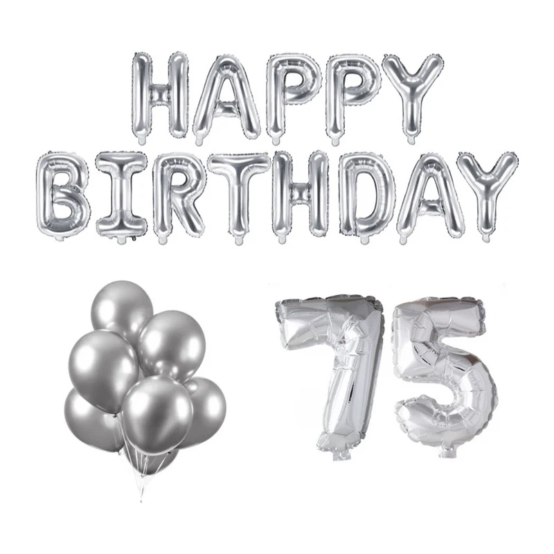 75 jaar Verjaardag Versiering Ballon Pakket zilver