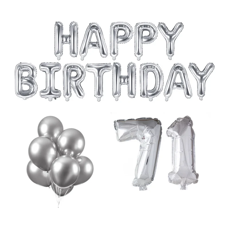 71 jaar Verjaardag Versiering Ballon Pakket zilver