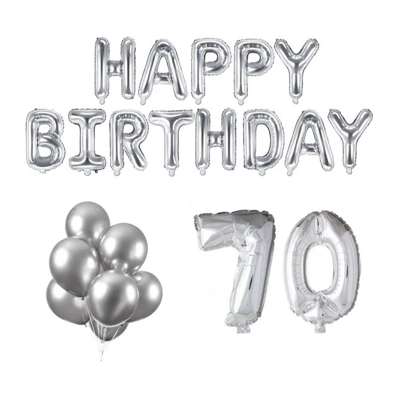 70 jaar Verjaardag Versiering Ballon Pakket zilver