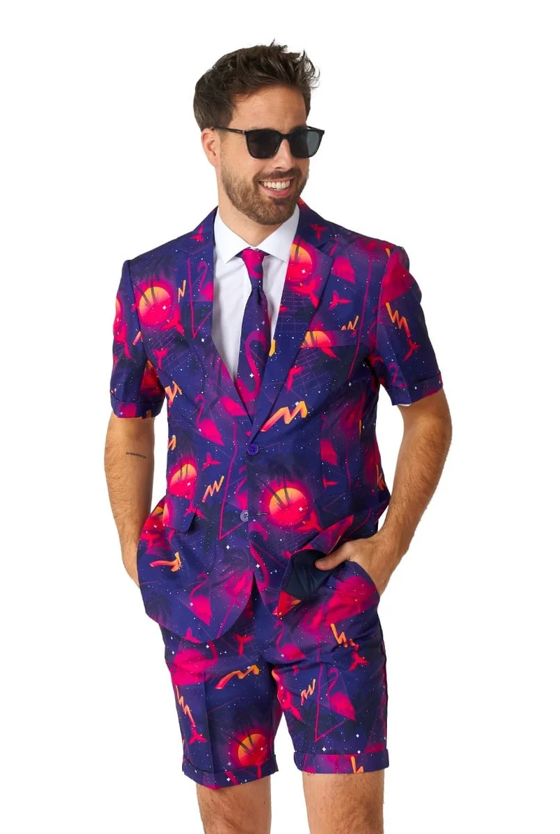 Summer Palm Retro Neon Navy kostuum Suitmeister