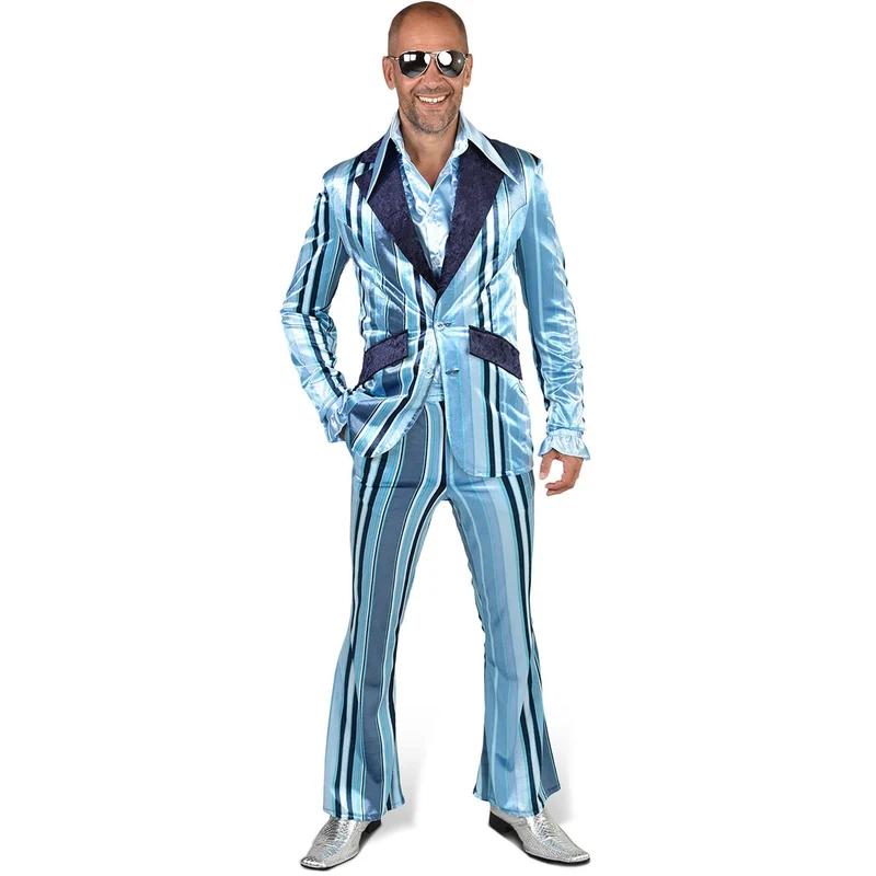70's pak strepen blauw