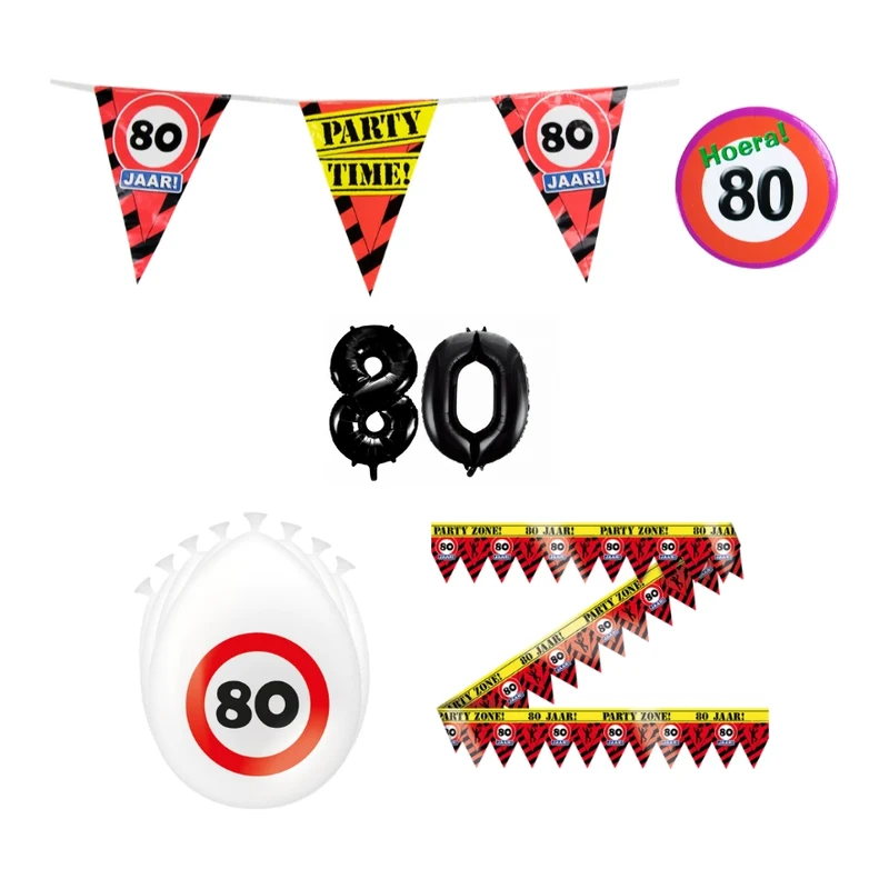 80 jaar verjaardag versiering pakket verkeersbord
