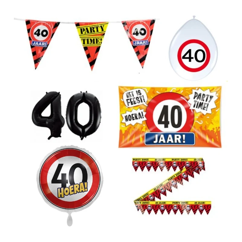 40 jaar verjaardag versiering pakket verkeersbord incl. Gevelvlag