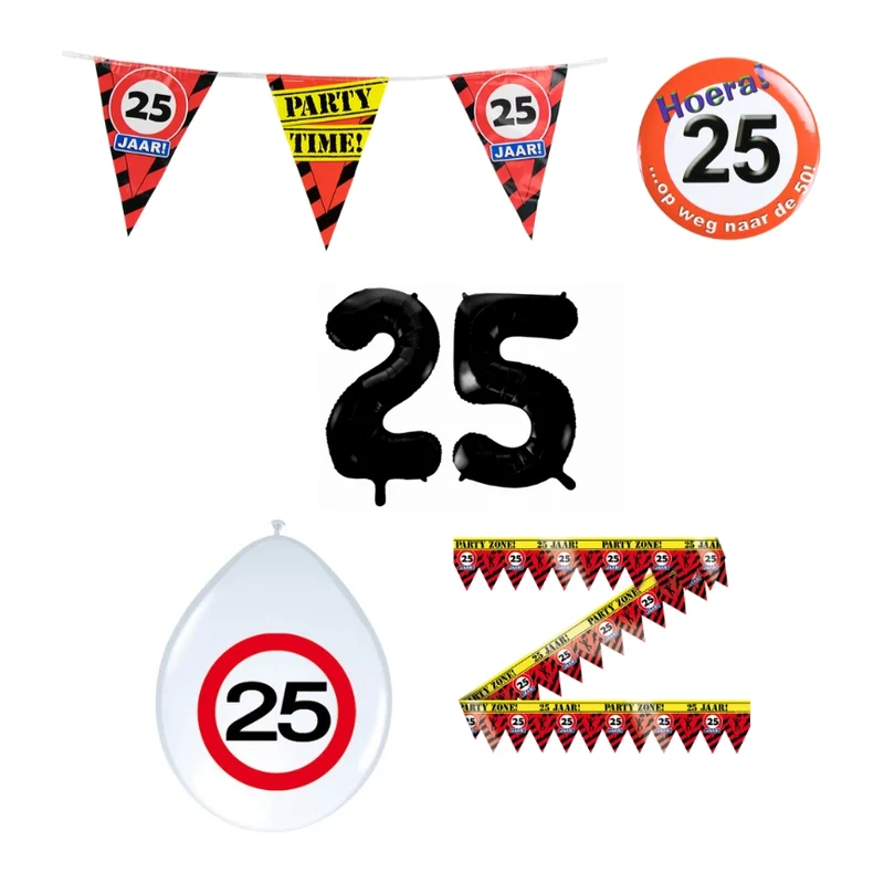 25 jaar verjaardag versiering pakket verkeersbord