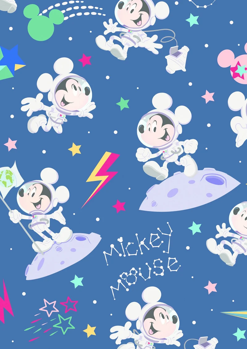 Rol Cadeaupapier Mickey Mouse blauw