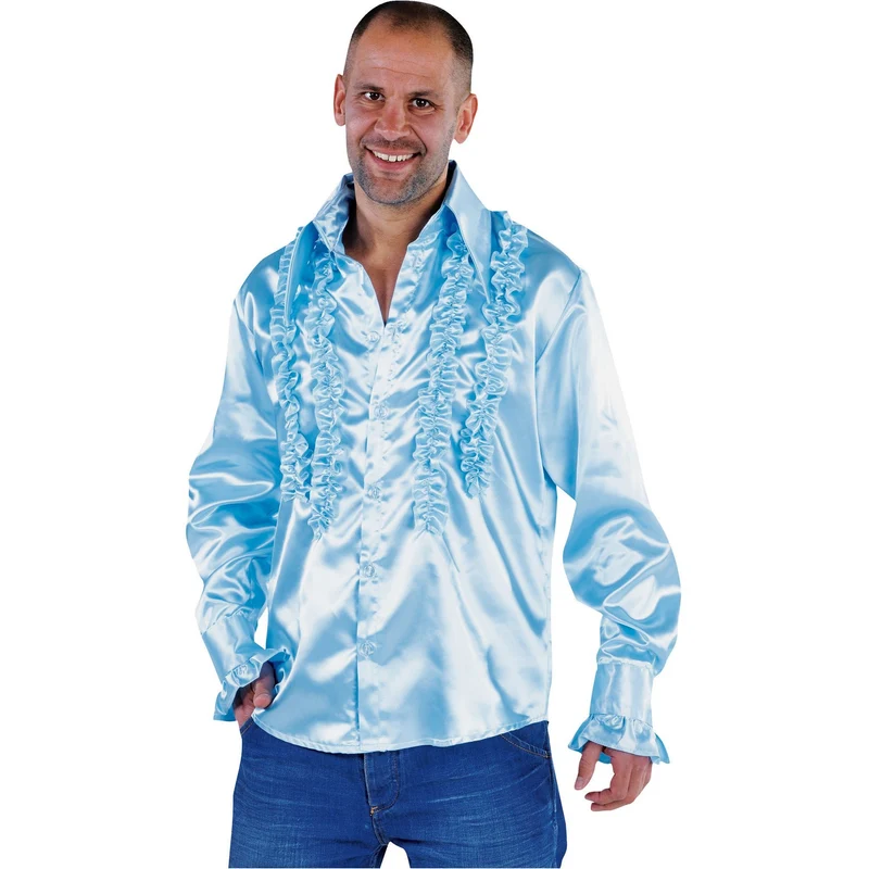 Ruche blouse overhemd blauw heren