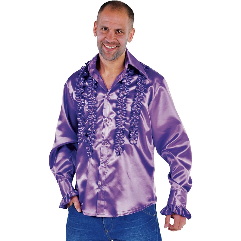 Ruche blouse overhemd paars heren