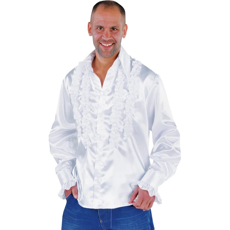 Ruche blouse overhemd wit heren