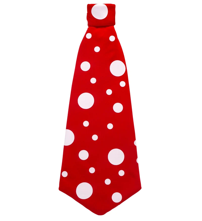 Clown stropdas rood met witte bollen