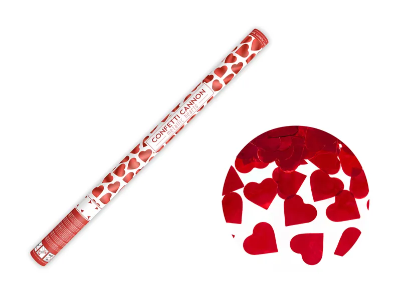 Confetti Shooter Rode Hartjes - 80 cm