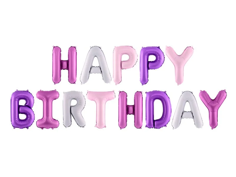 Folie Ballon Set Happy Birthday Pastel kleurenmix