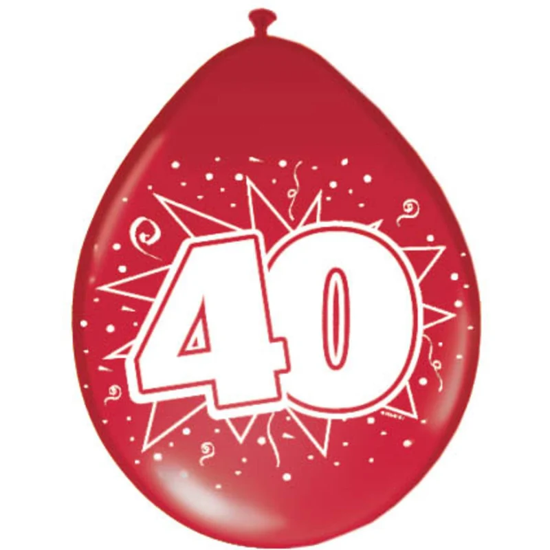 Ballonnen 40 Jaar Jubileum Robijn Rood - 8 Stuks