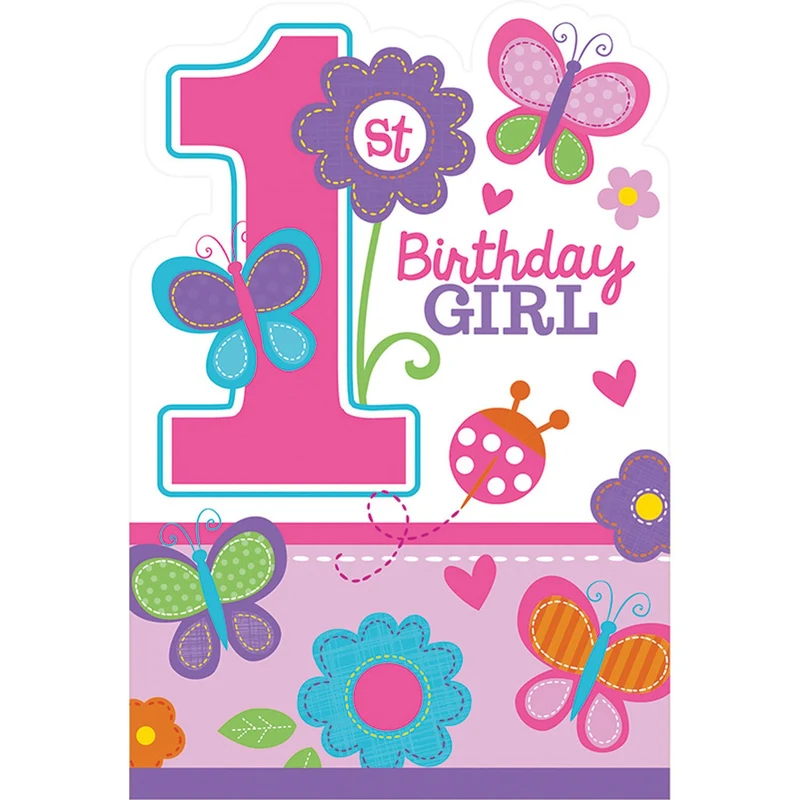 1 Jaar Birthday Girl Uitnodigingen - 8 Stuks