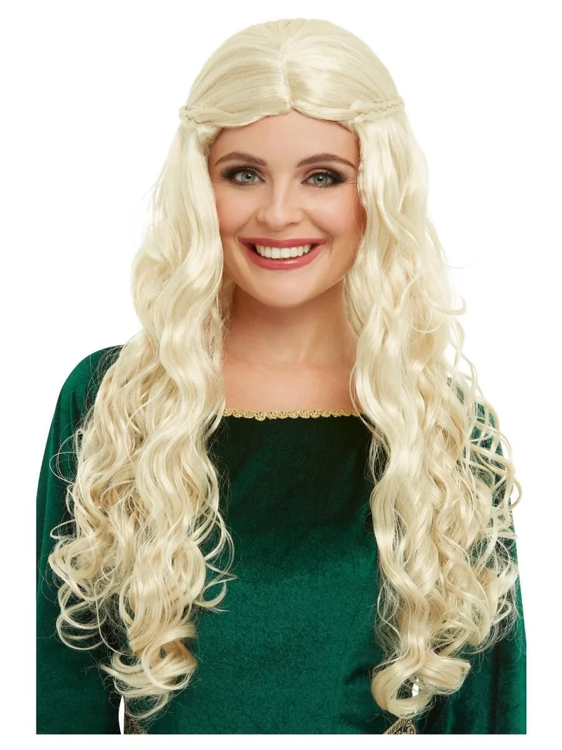 Middeleeuwse Pruik Blond Dame