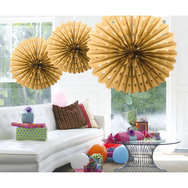Gouden Honeycomb Waaier - 45cm