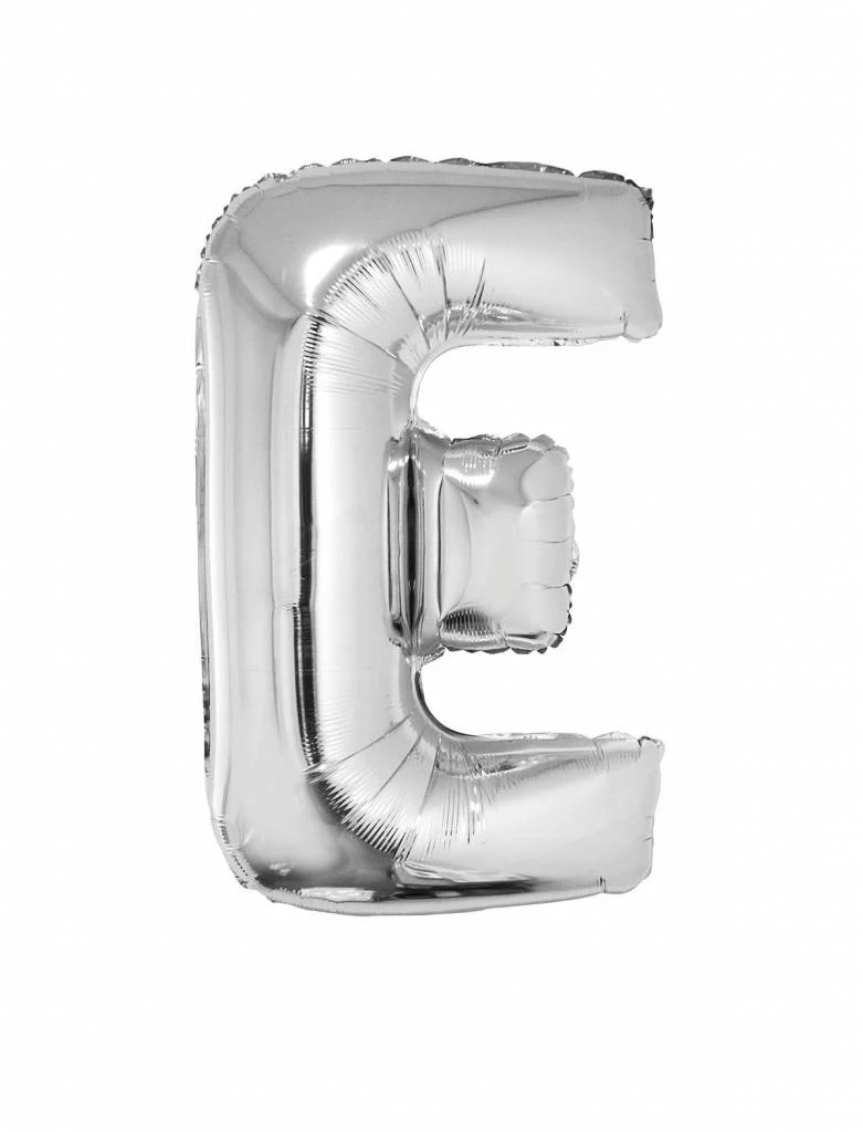 Folieballon Zilver Letter 'E' groot