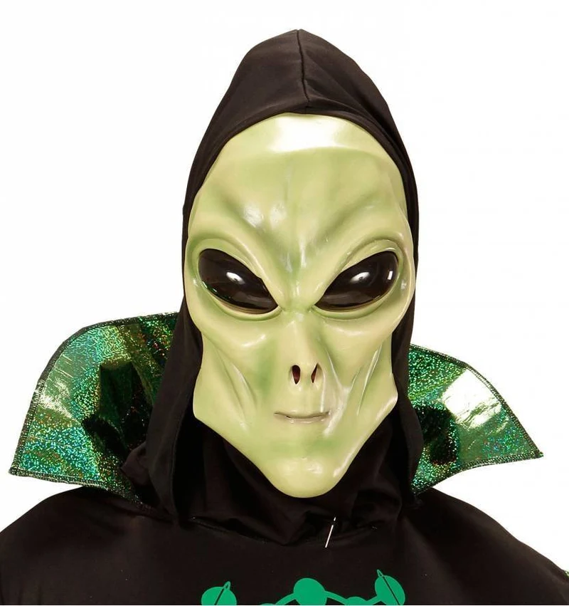 Alien masker met zwarte kap en bolle ogen kind