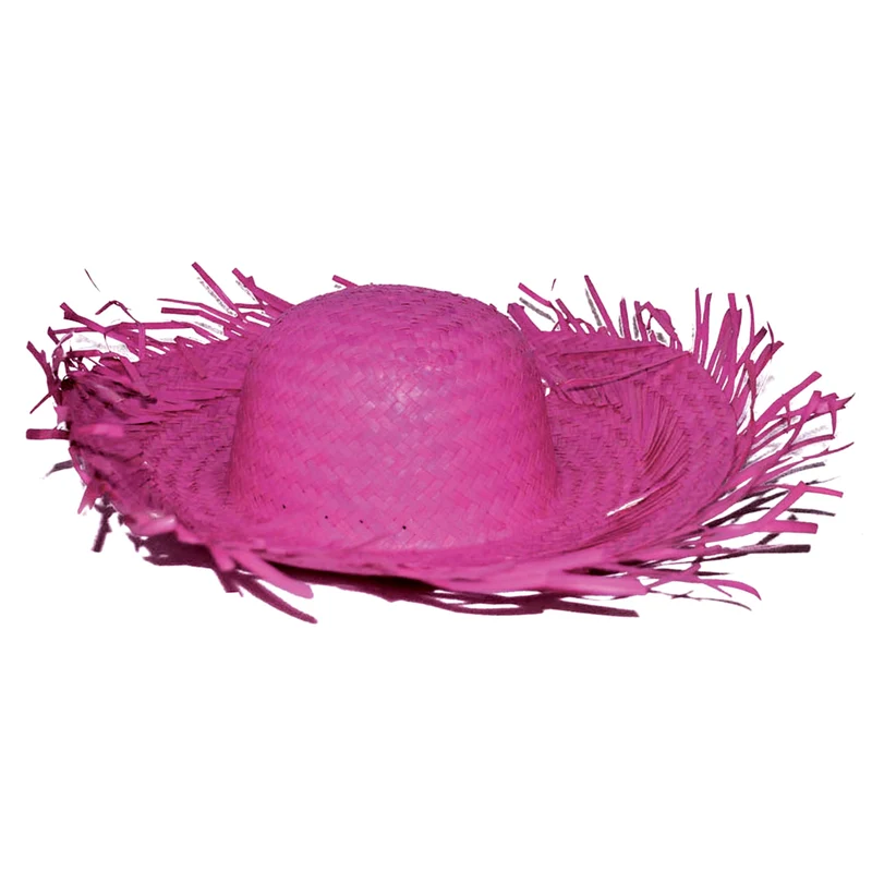 Stro hoed Aloha fuchsia