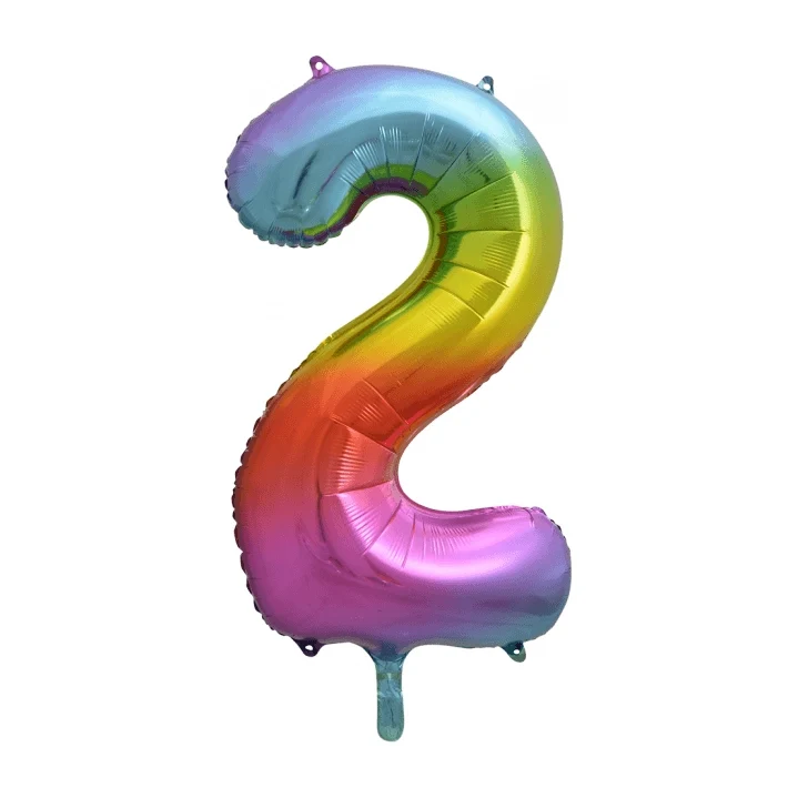 Folieballon 2 jaar Regenboog 86cm