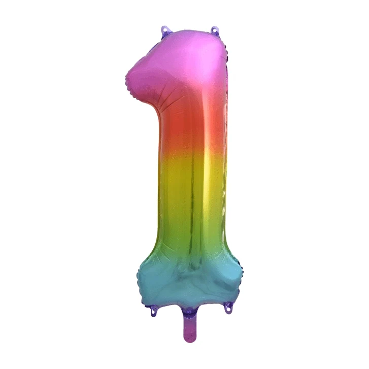 Folieballon 1 jaar Regenboog 41cm